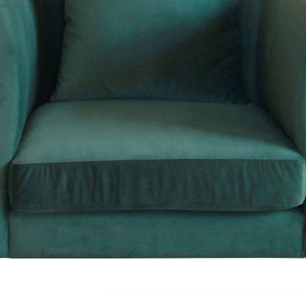 32" Green Velvet And Black Solid Color Arm Chair - Homeroots - Flyclothing LLC