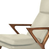 26" Beige Faux Leather And Walnut Lounge Chair With Ottoman - Homeroots - Flyclothing LLC