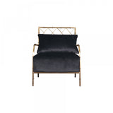 25" Black Velvet And Gold Solid Color Arm Chair - Homeroots - Flyclothing LLC