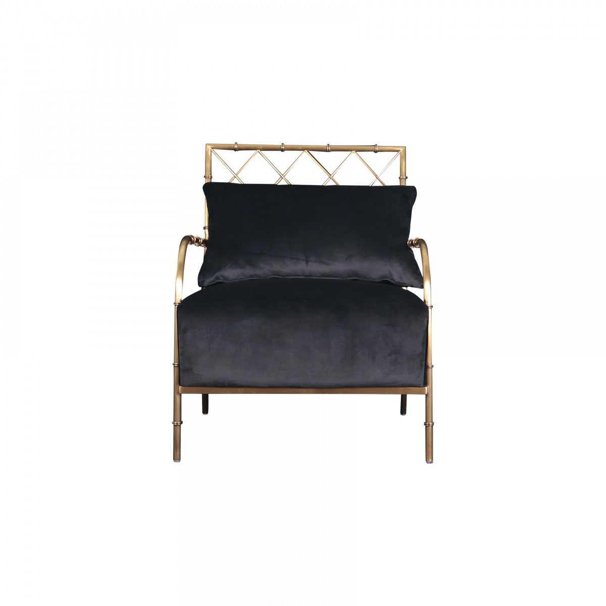 25" Black Velvet And Gold Solid Color Arm Chair - Homeroots - Flyclothing LLC