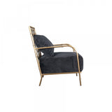 25" Black Velvet And Gold Solid Color Arm Chair - Homeroots - Flyclothing LLC