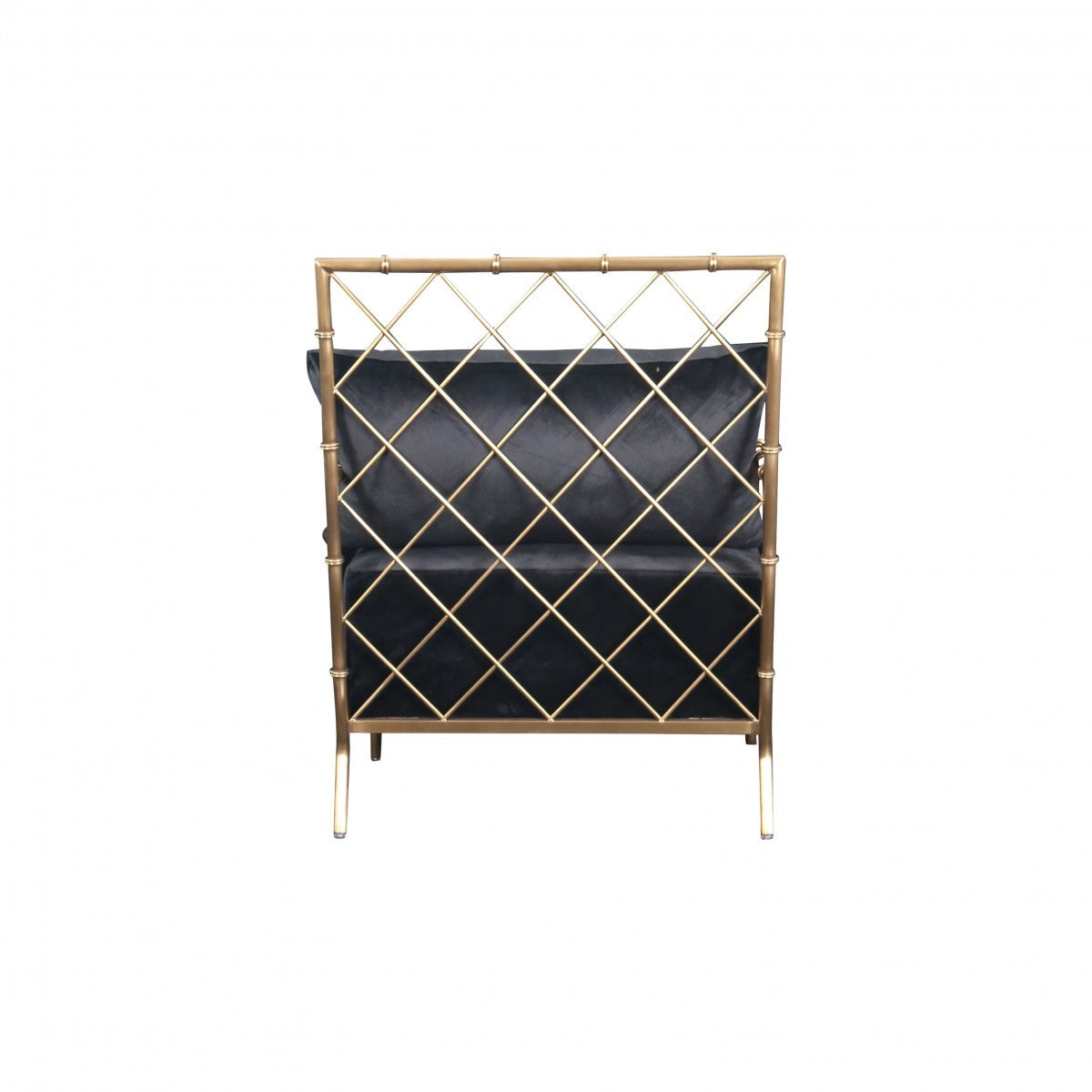 25" Black Velvet And Gold Solid Color Arm Chair - Homeroots - Flyclothing LLC