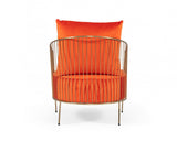 27" Orange Velvet And Gold Solid Color Arm Chair - Homeroots - Flyclothing LLC