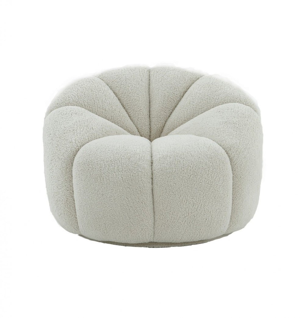 38" White Sherpa Lounge Chair - Homeroots