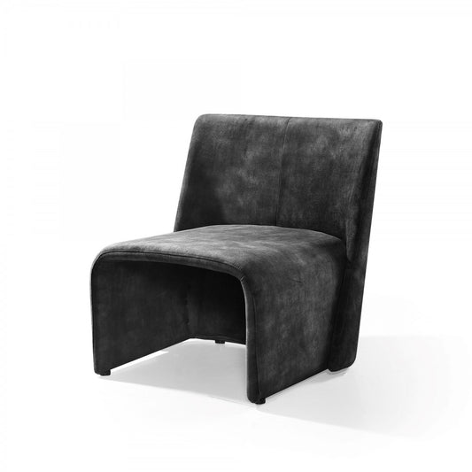 28" Dark Grey Velvet Solid Color Side Chair - Homeroots