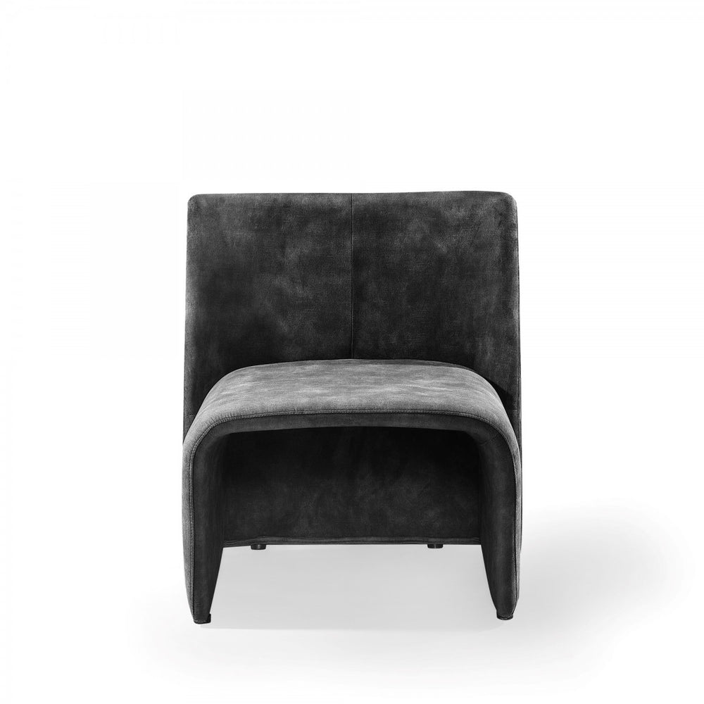 28" Dark Grey Velvet Solid Color Side Chair - Homeroots
