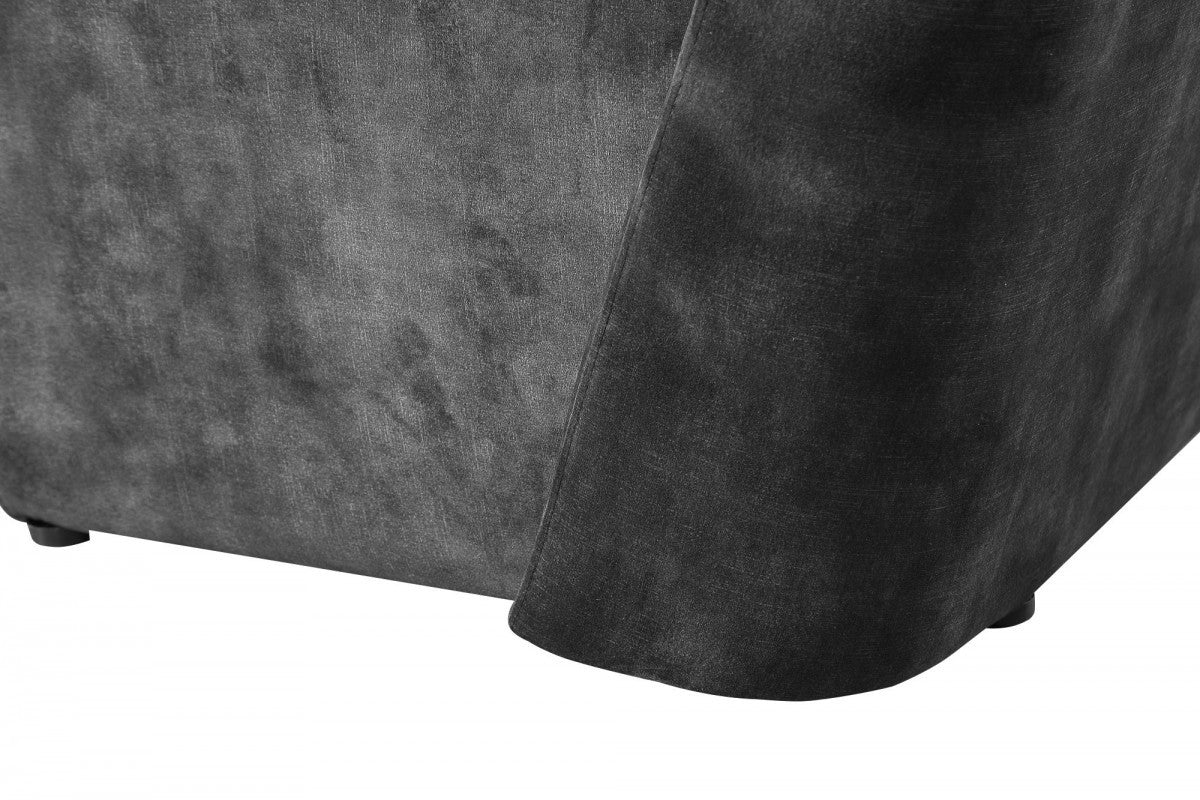 28" Dark Grey Velvet Solid Color Side Chair - Homeroots - Flyclothing LLC