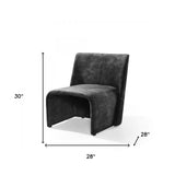 28" Dark Grey Velvet Solid Color Side Chair - Homeroots - Flyclothing LLC