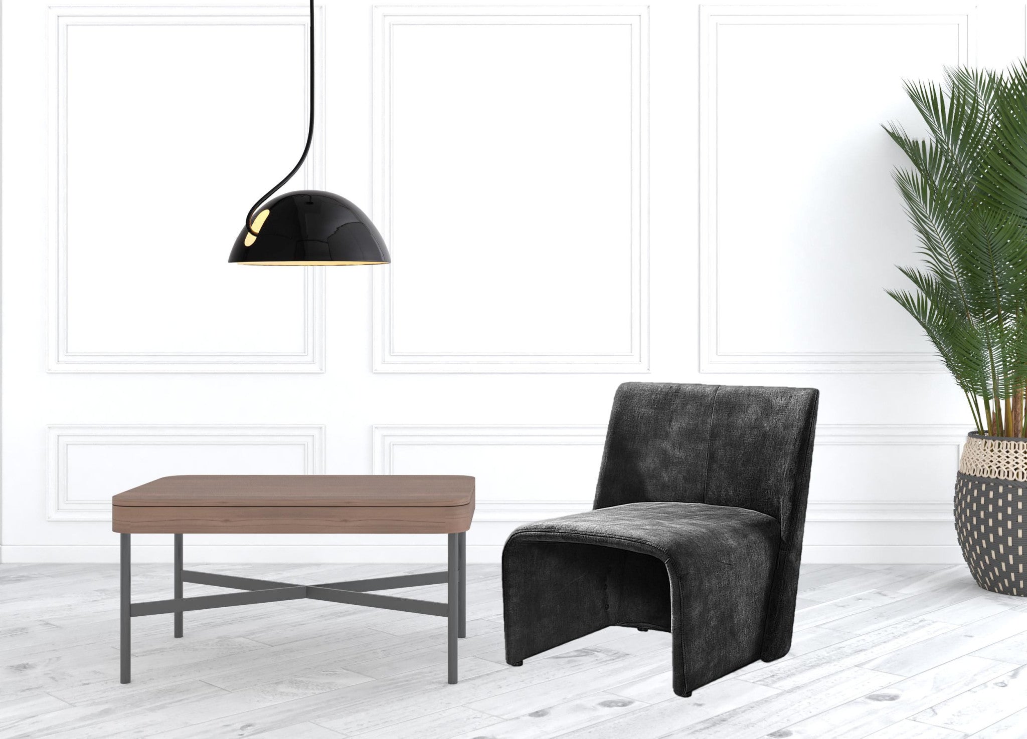 28" Dark Grey Velvet Solid Color Side Chair - Homeroots - Flyclothing LLC