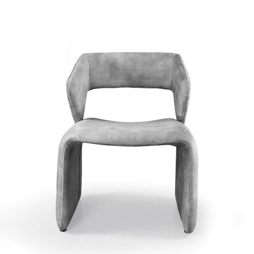 25" Light Grey Velvet Solid Color Side Chair