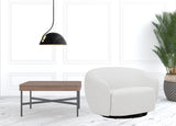 47" Off White 100% Polyester And Black Solid Color Swivel Barrel Chair - Homeroots