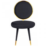 Set Of Two 21" Black Velvet And Black And Gold Solid Color Side Chair