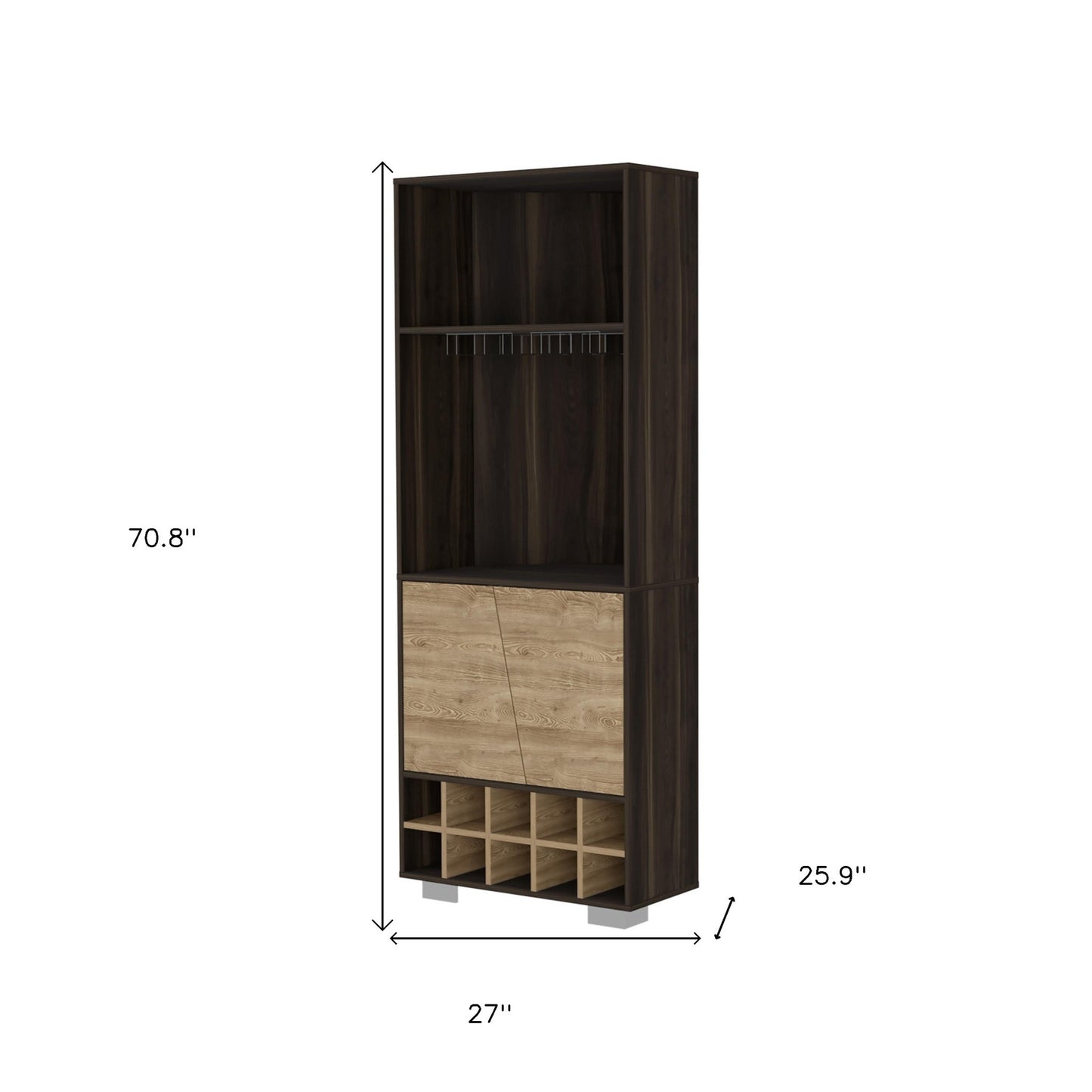 27" Dark Brown Corner Bar Cabinet With Multiple Shelves - Homeroots - Flyclothing LLC