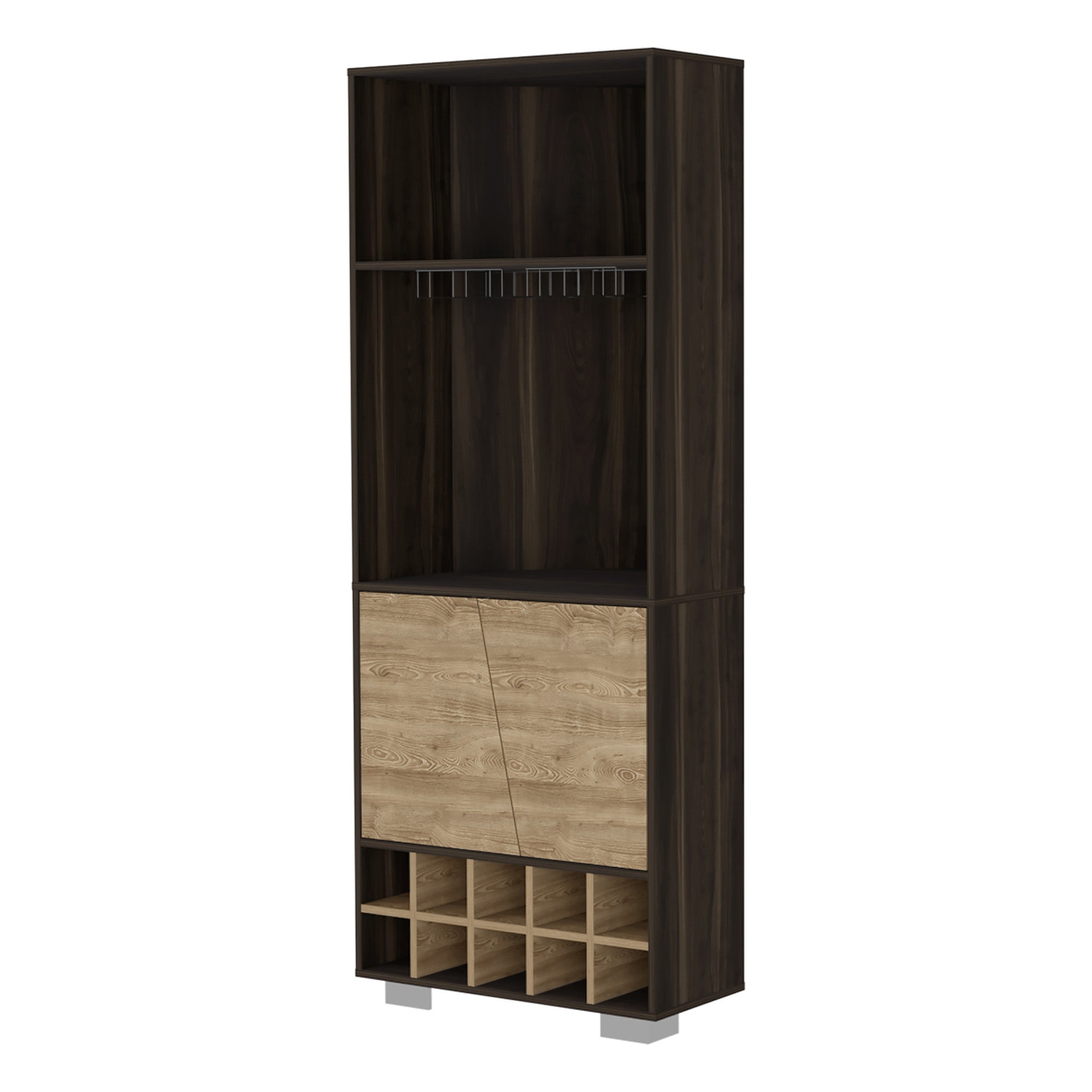 27" Dark Brown Corner Bar Cabinet With Multiple Shelves - Homeroots - Flyclothing LLC