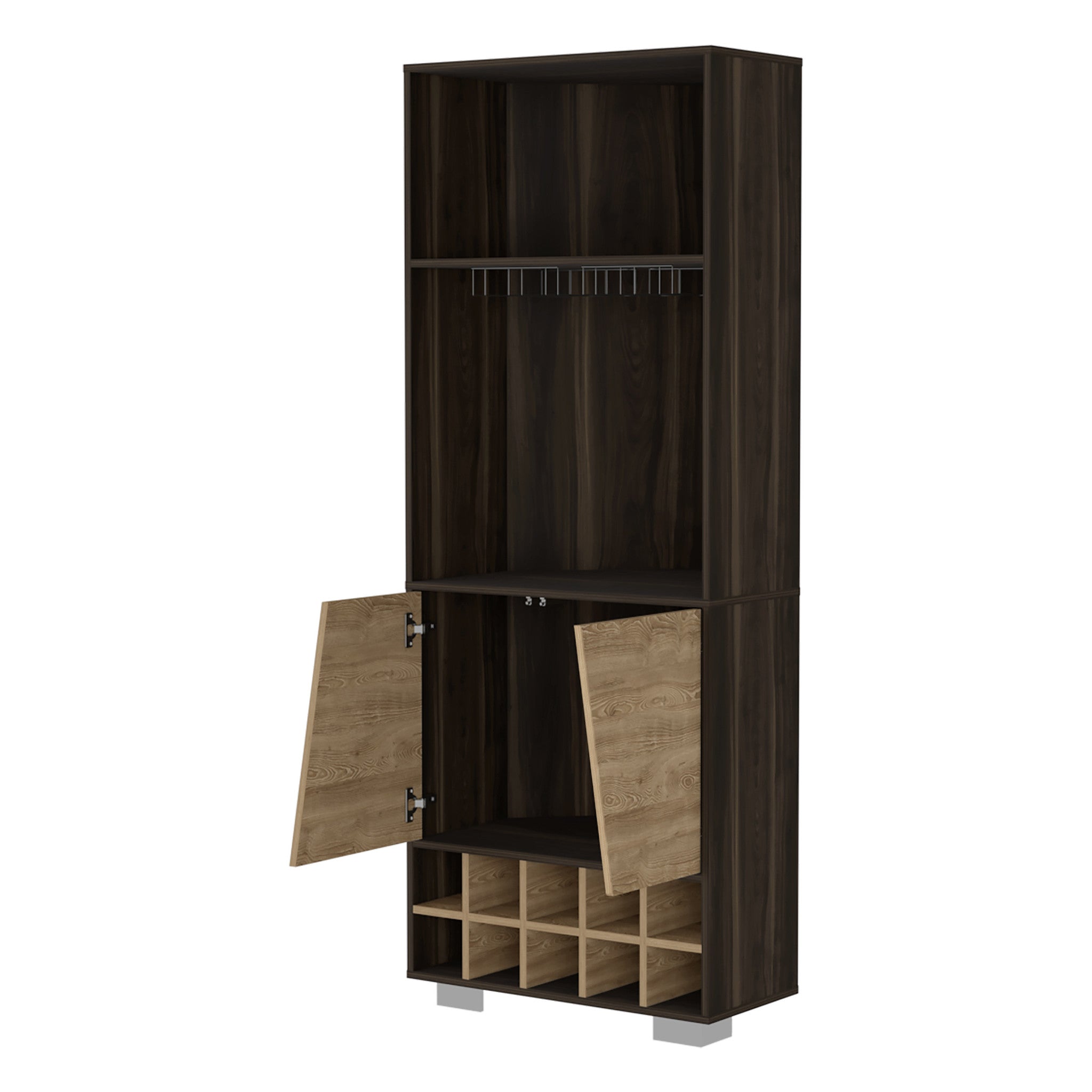 27" Dark Brown Corner Bar Cabinet With Multiple Shelves - Homeroots - Flyclothing LLC