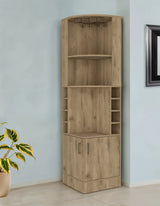 18" Natural Corner Bar Cabinet With Eleven Shelves - Homeroots - Flyclothing LLC