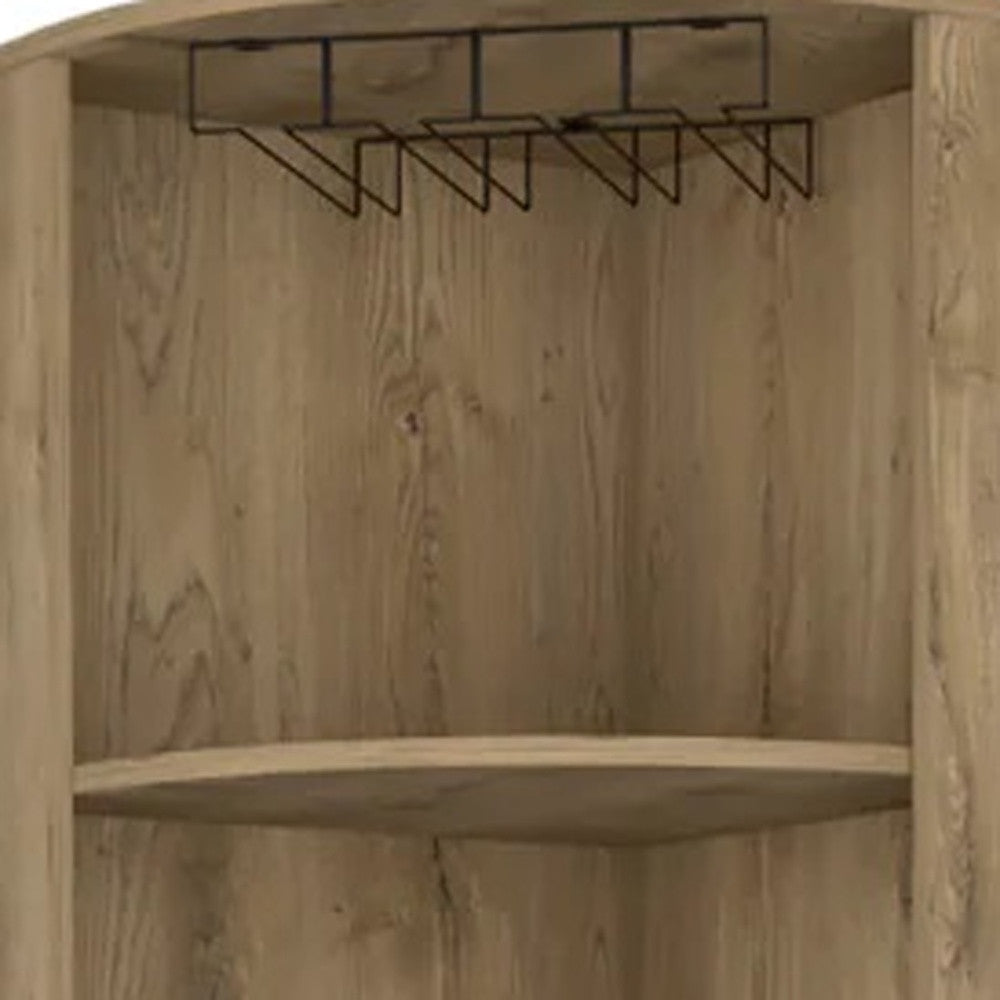 18" Natural Corner Bar Cabinet With Eleven Shelves - Homeroots