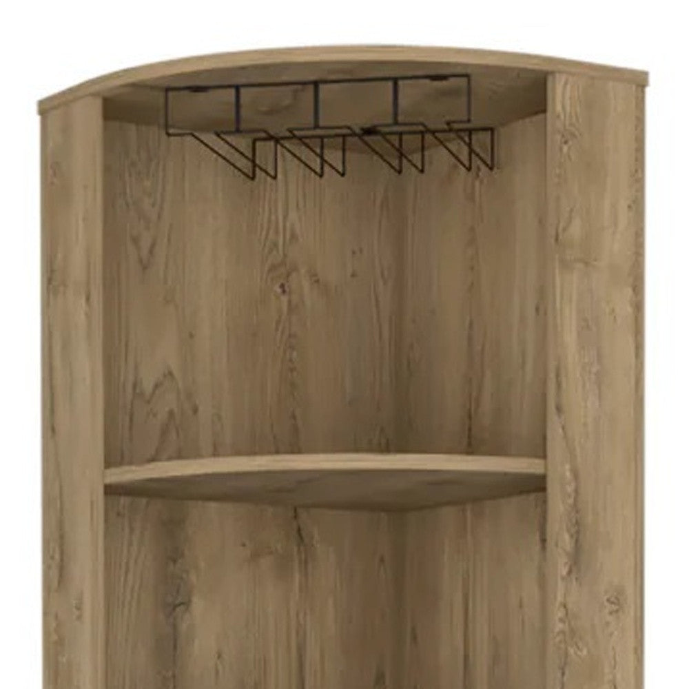 18" Natural Corner Bar Cabinet With Eleven Shelves - Homeroots - Flyclothing LLC