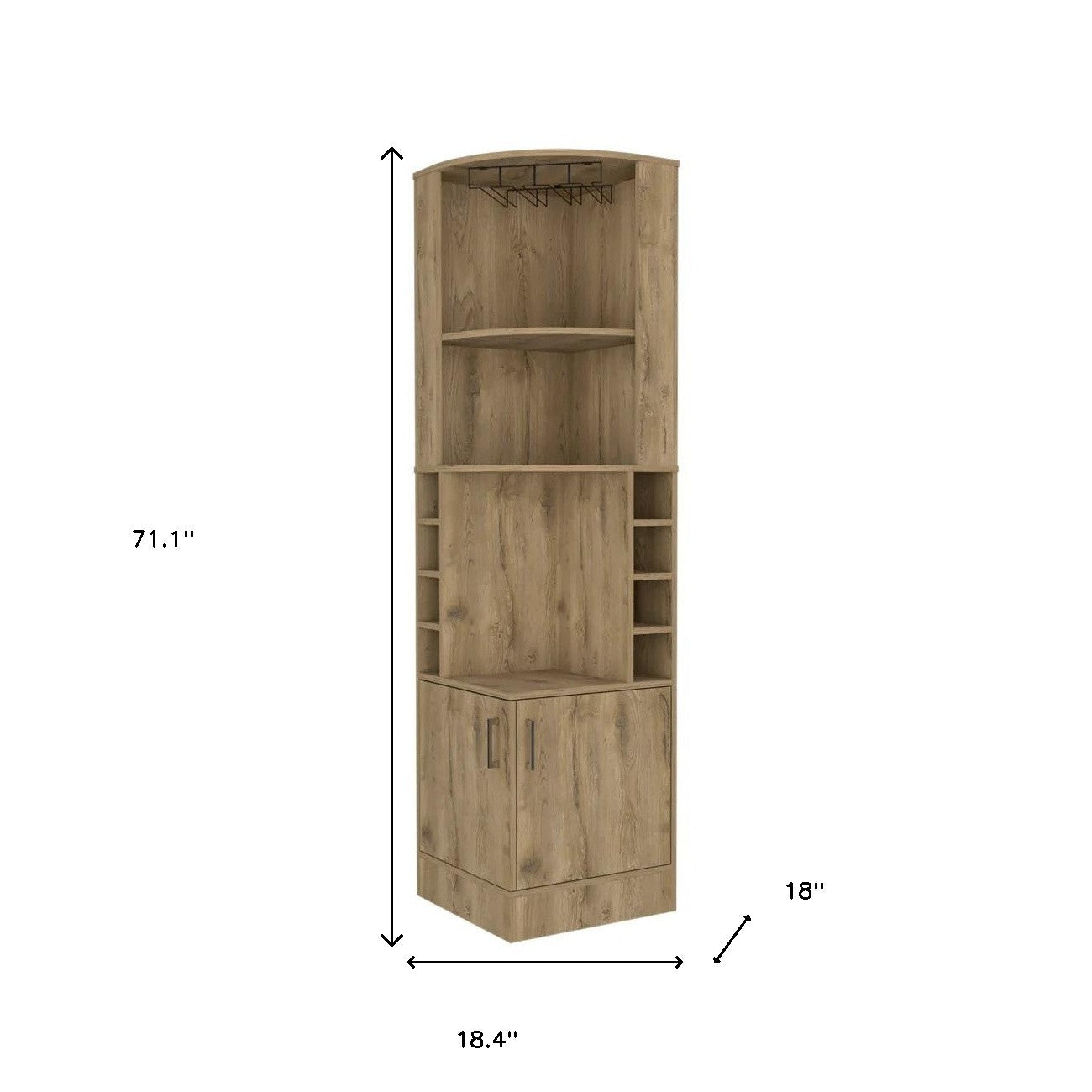 18" Natural Corner Bar Cabinet With Eleven Shelves - Homeroots - Flyclothing LLC