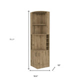 18" Natural Corner Bar Cabinet With Eleven Shelves