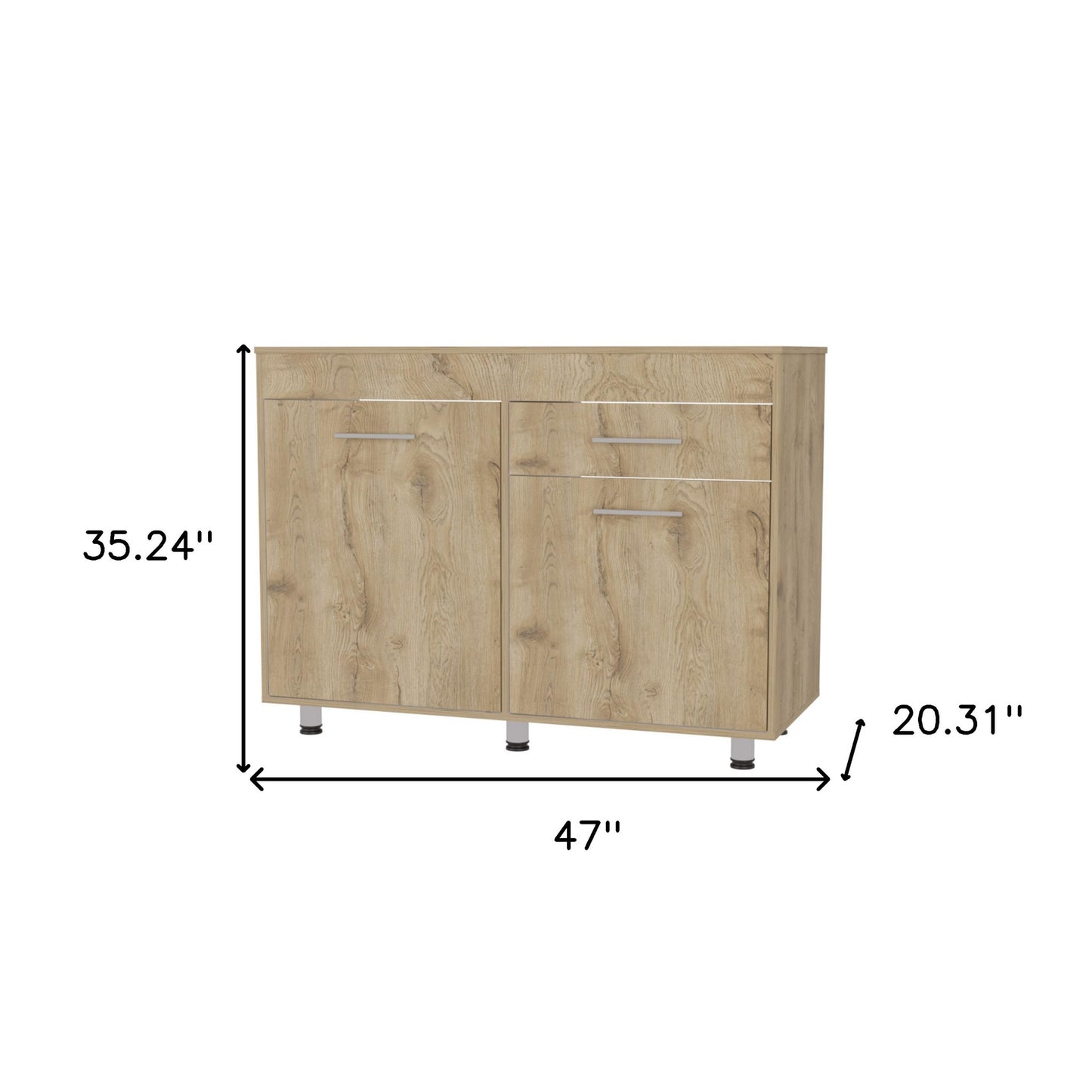 47" Natural Console Accent Cabinet With Three Shelves And One Drawer - Homeroots - Flyclothing LLC
