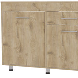 47" Natural Console Accent Cabinet With Three Shelves And One Drawer - Homeroots