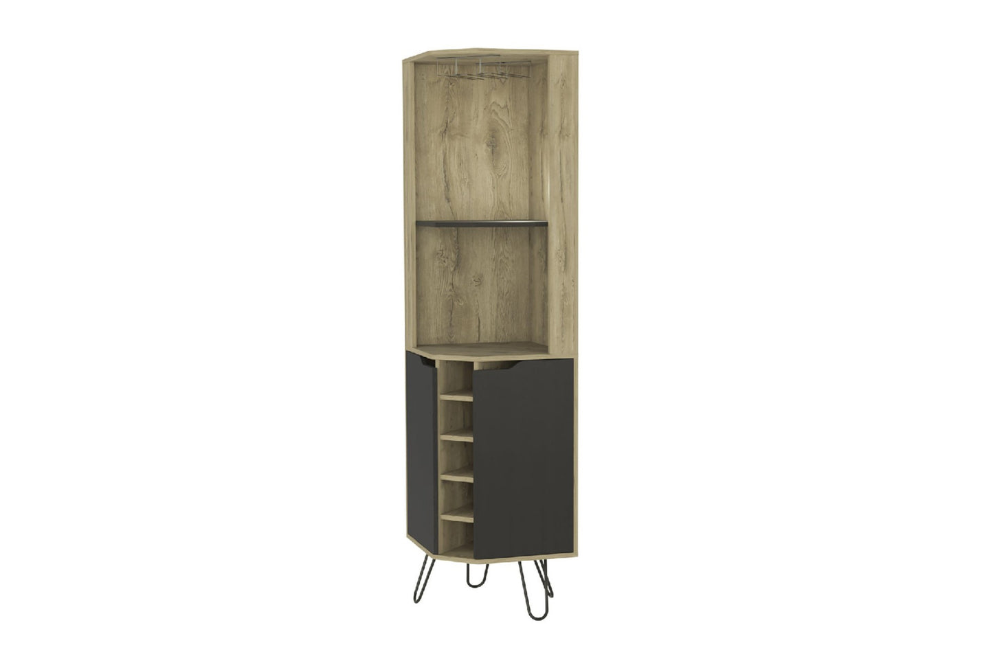 18" Brown and Black and Brown Corner Bar Cabinet With Eleven Shelves - Homeroots - Flyclothing LLC