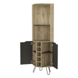 18" Brown and Black and Brown Corner Bar Cabinet With Eleven Shelves - Homeroots - Flyclothing LLC