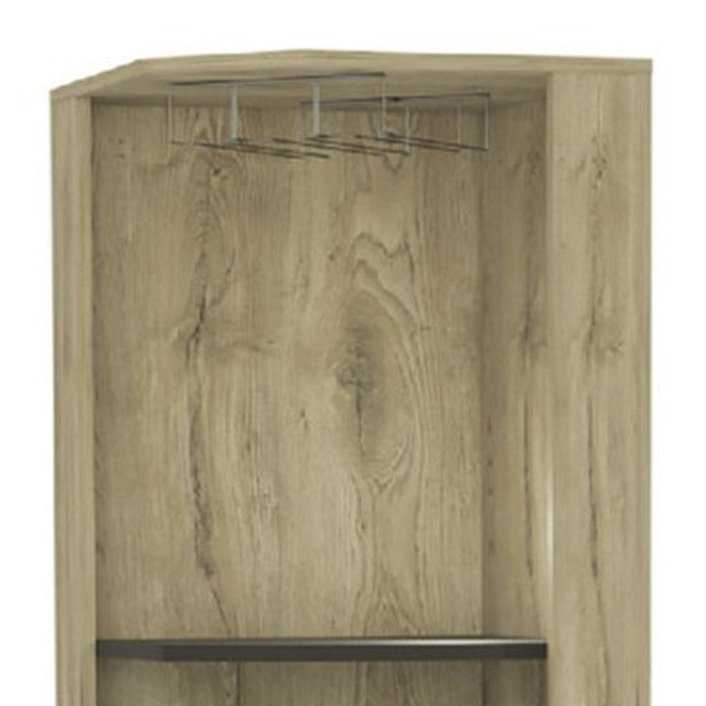 18" Brown and Black and Brown Corner Bar Cabinet With Eleven Shelves - Homeroots - Flyclothing LLC