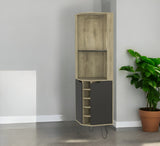 18" Brown and Black and Brown Corner Bar Cabinet With Eleven Shelves - Homeroots