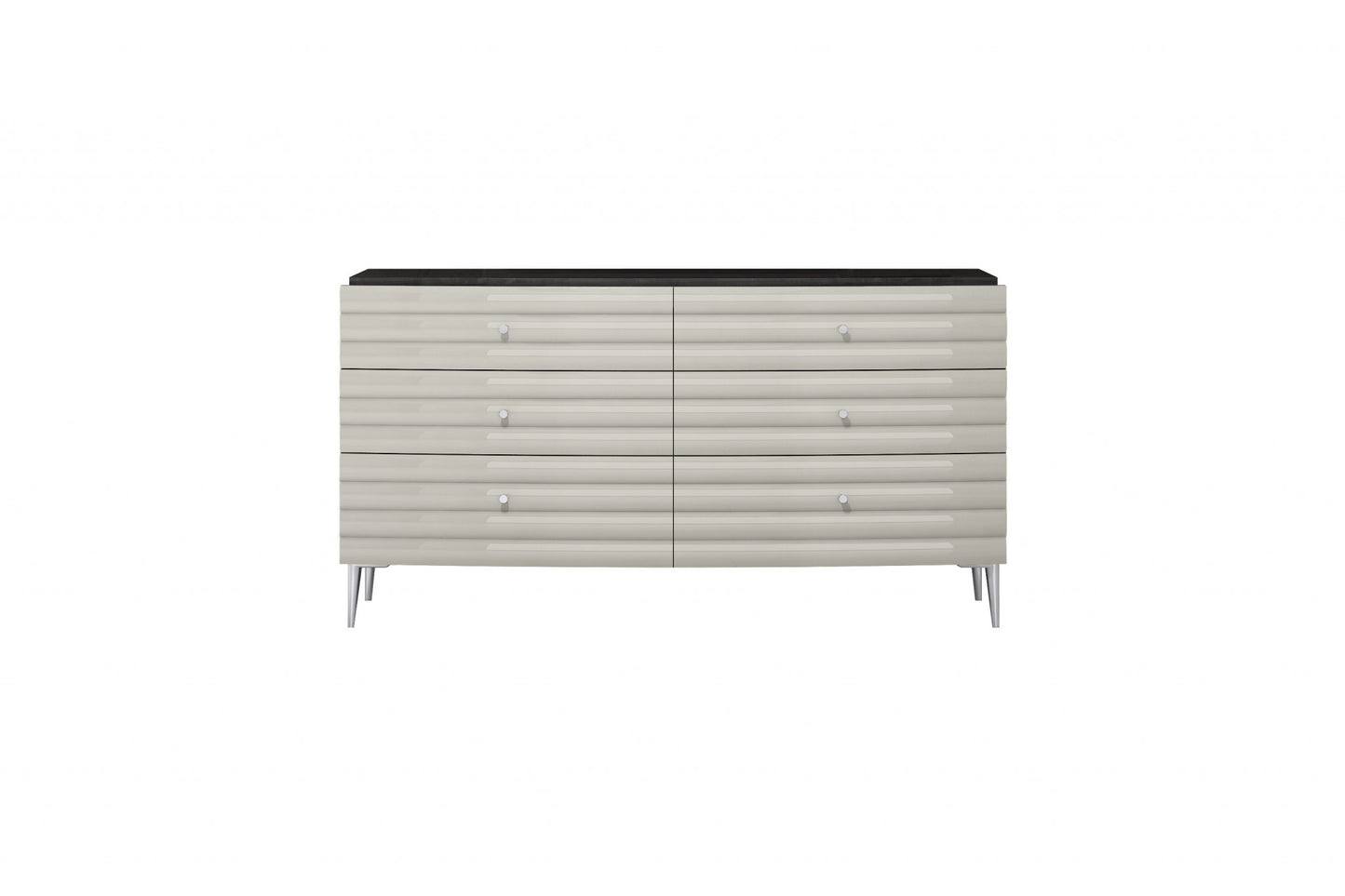 62" Grey Manufactured Wood Six Drawer Double Dresser - Homeroots - Flyclothing LLC