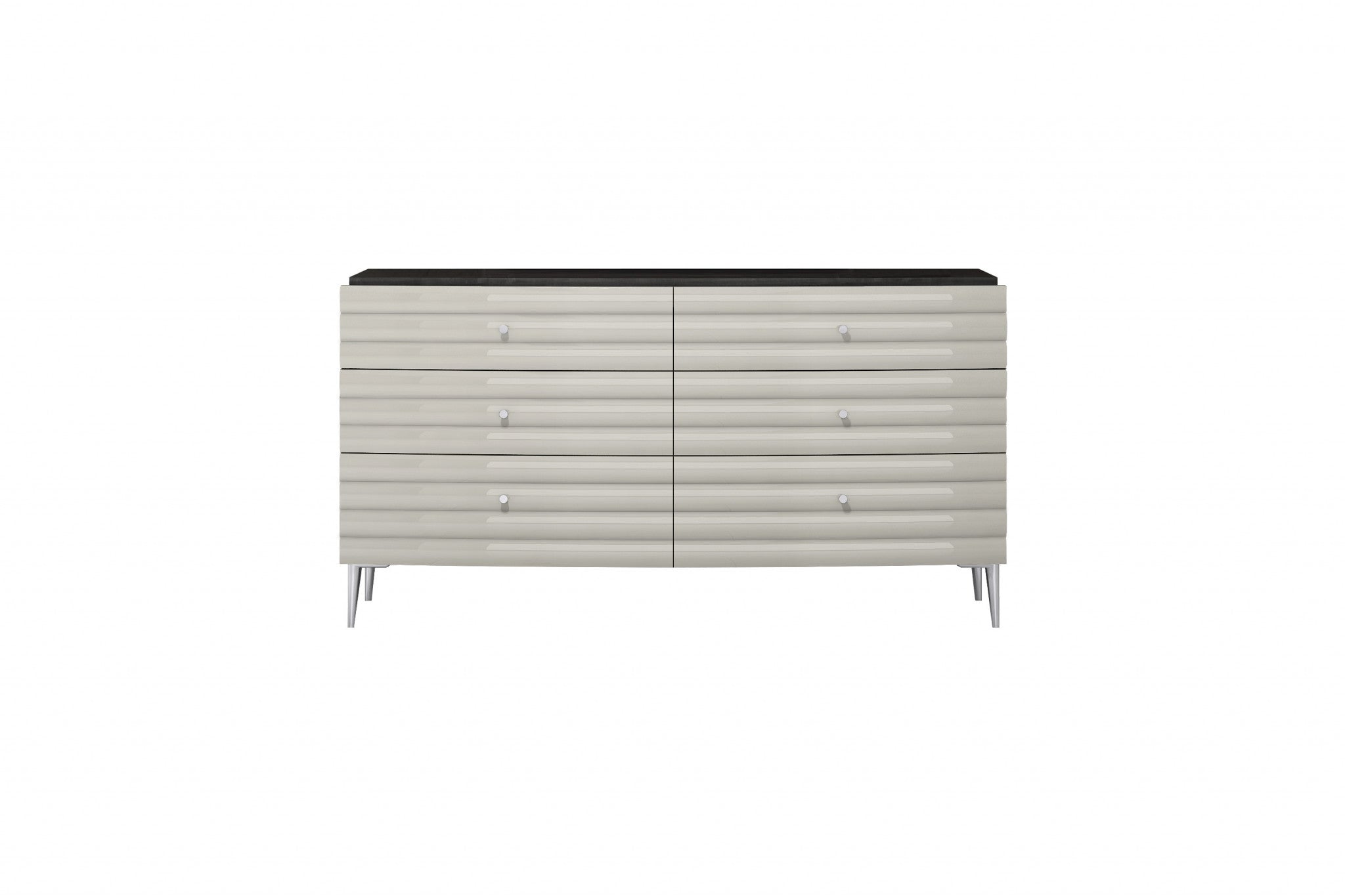 62" Grey Manufactured Wood Six Drawer Double Dresser - Homeroots - Flyclothing LLC