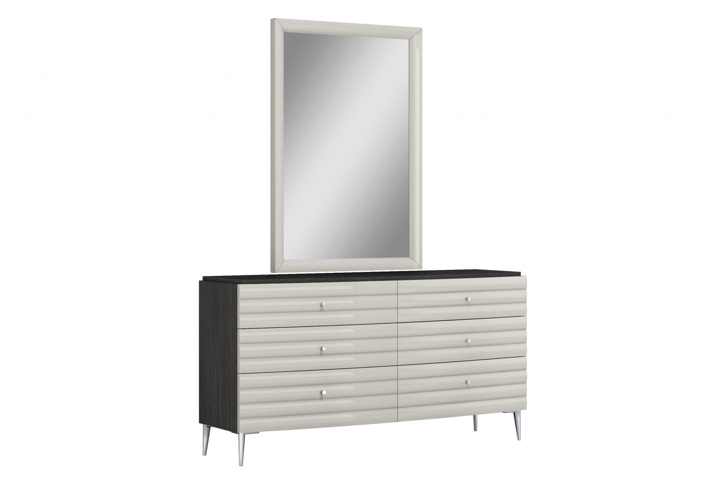 62" Grey Manufactured Wood Six Drawer Double Dresser - Homeroots - Flyclothing LLC