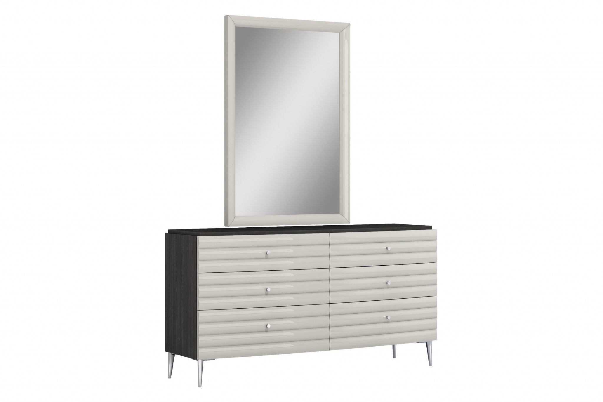 62" Grey Manufactured Wood Six Drawer Double Dresser - Homeroots - Flyclothing LLC