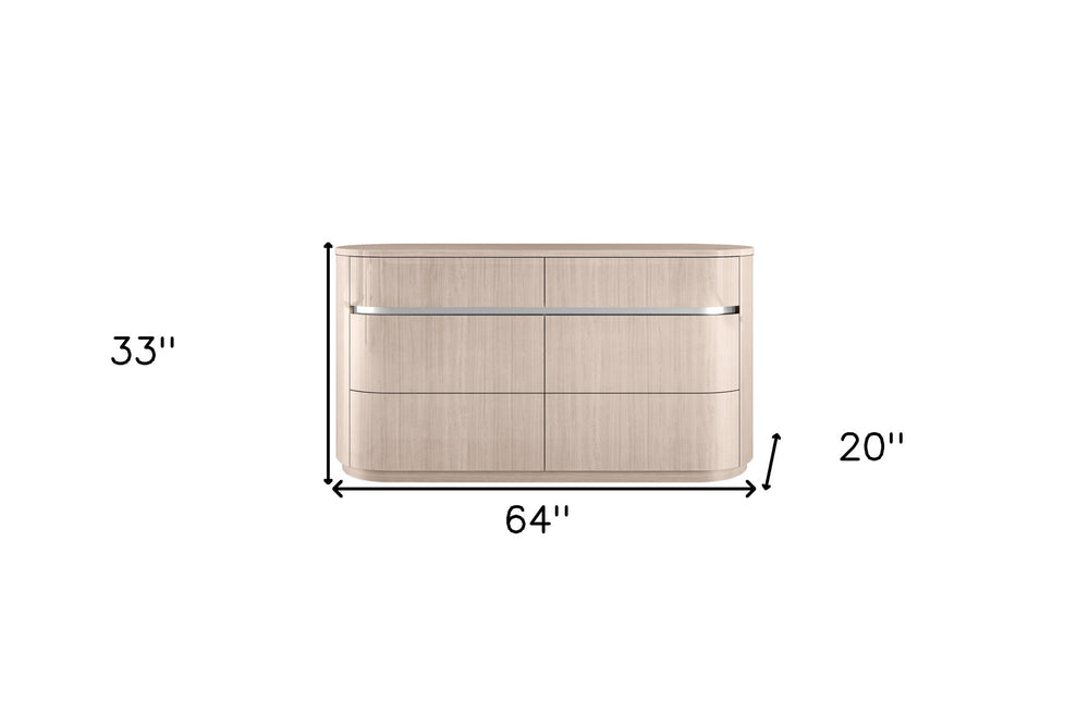 64" Beige Six Drawer Double Dresser - Homeroots - Flyclothing LLC