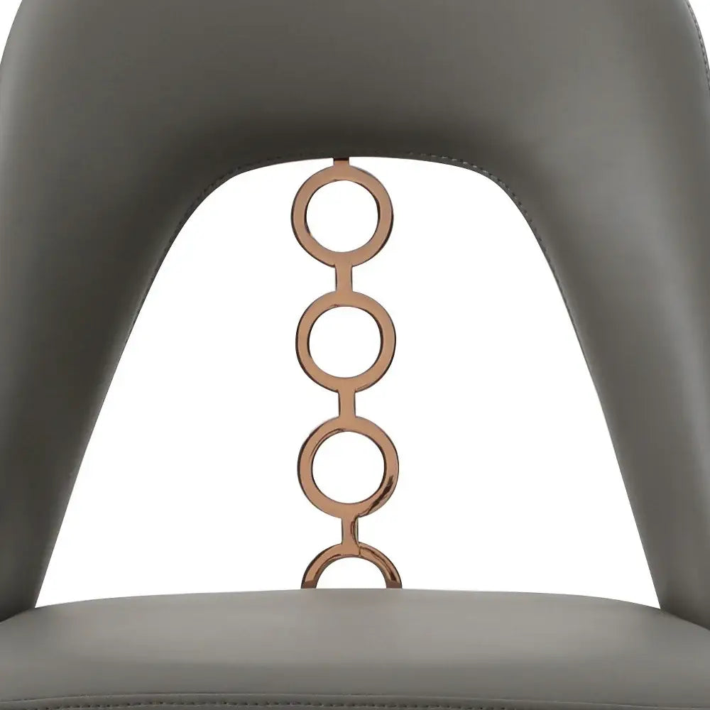 Set of Two Gray Faux Leather Dining Side Chairs With Rose Gold Accents - Homeroots - Flyclothing LLC