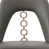 Set of Two Gray Faux Leather Dining Side Chairs With Rose Gold Accents - Homeroots - Flyclothing LLC