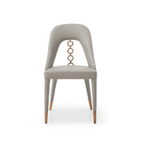 Set of Two Light Gray Faux Leather Dining Side Chairs With Rose Gold Accents - Homeroots - Flyclothing LLC
