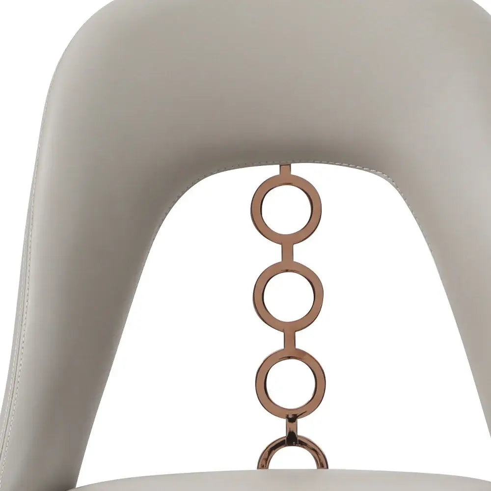 Set of Two Light Gray Faux Leather Dining Side Chairs With Rose Gold Accents - Homeroots - Flyclothing LLC