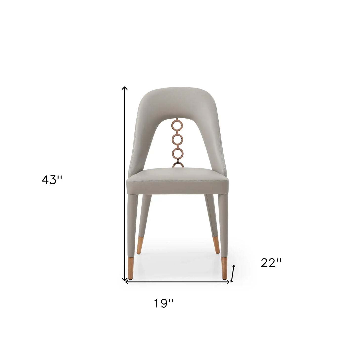 Set of Two Light Gray Faux Leather Dining Side Chairs With Rose Gold Accents - Homeroots - Flyclothing LLC