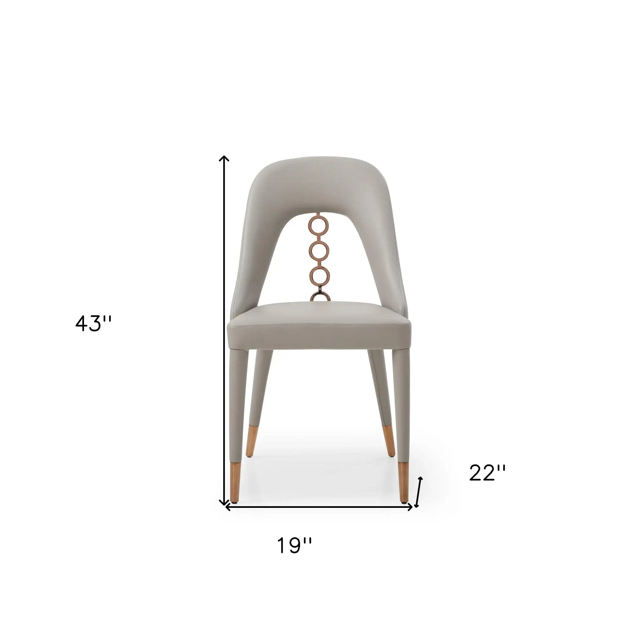 Set of Two Light Gray Faux Leather Dining Side Chairs With Rose Gold Accents - Homeroots - Flyclothing LLC