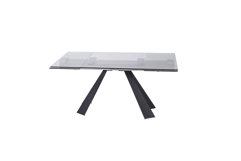 63" Clear And Black Glass And Metal Drop Leaf Pedestal Base Dining Table - Homeroots - Flyclothing LLC