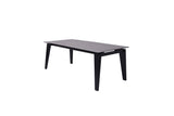 71" Gray And Black Ceramic And Solid Wood Drop Leaf Dining Table - Homeroots