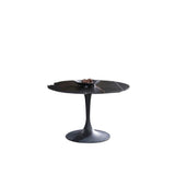 47" Black Rounded Ceramic And Metal Pedestal Base Dining Table - Homeroots - Flyclothing LLC