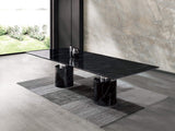 180" Black Marble Double Pedestal Base Dining Table - Homeroots - Flyclothing LLC