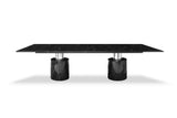 180" Black Marble Double Pedestal Base Dining Table