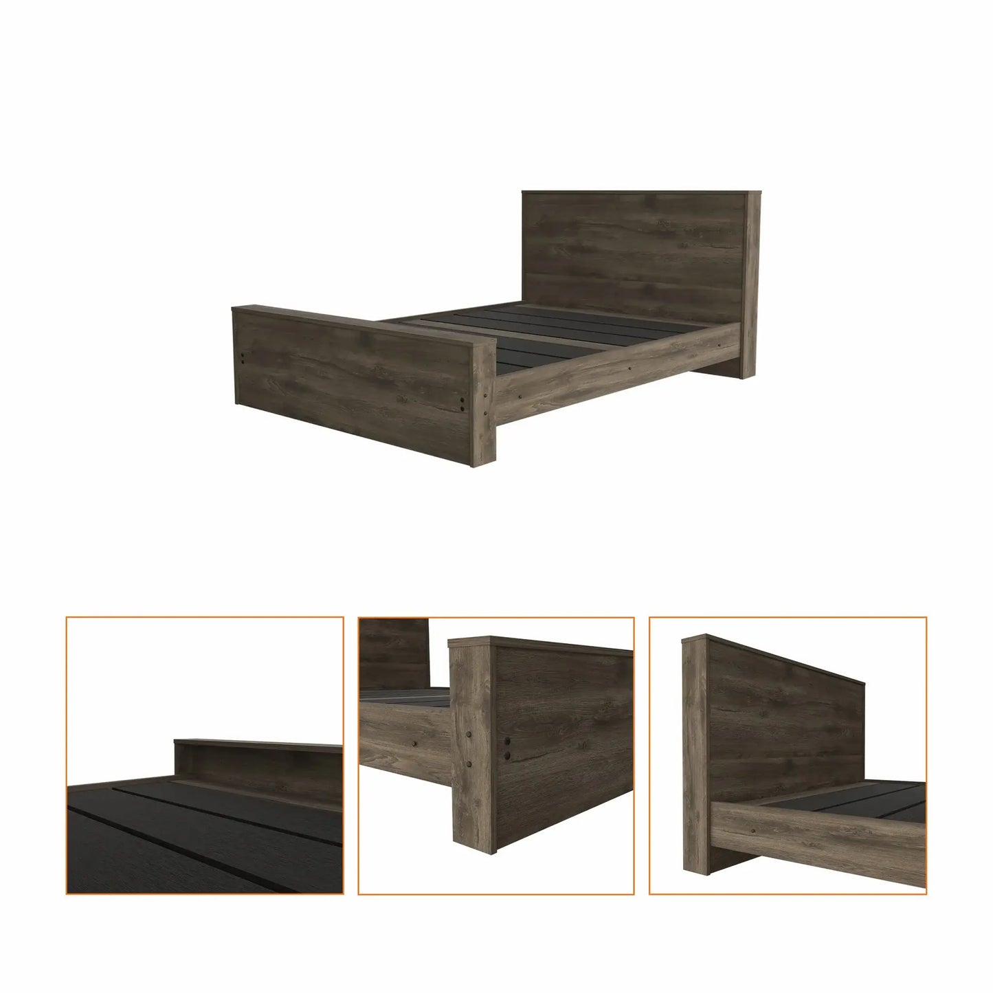Full Dark Brown Bed - Homeroots - Flyclothing LLC