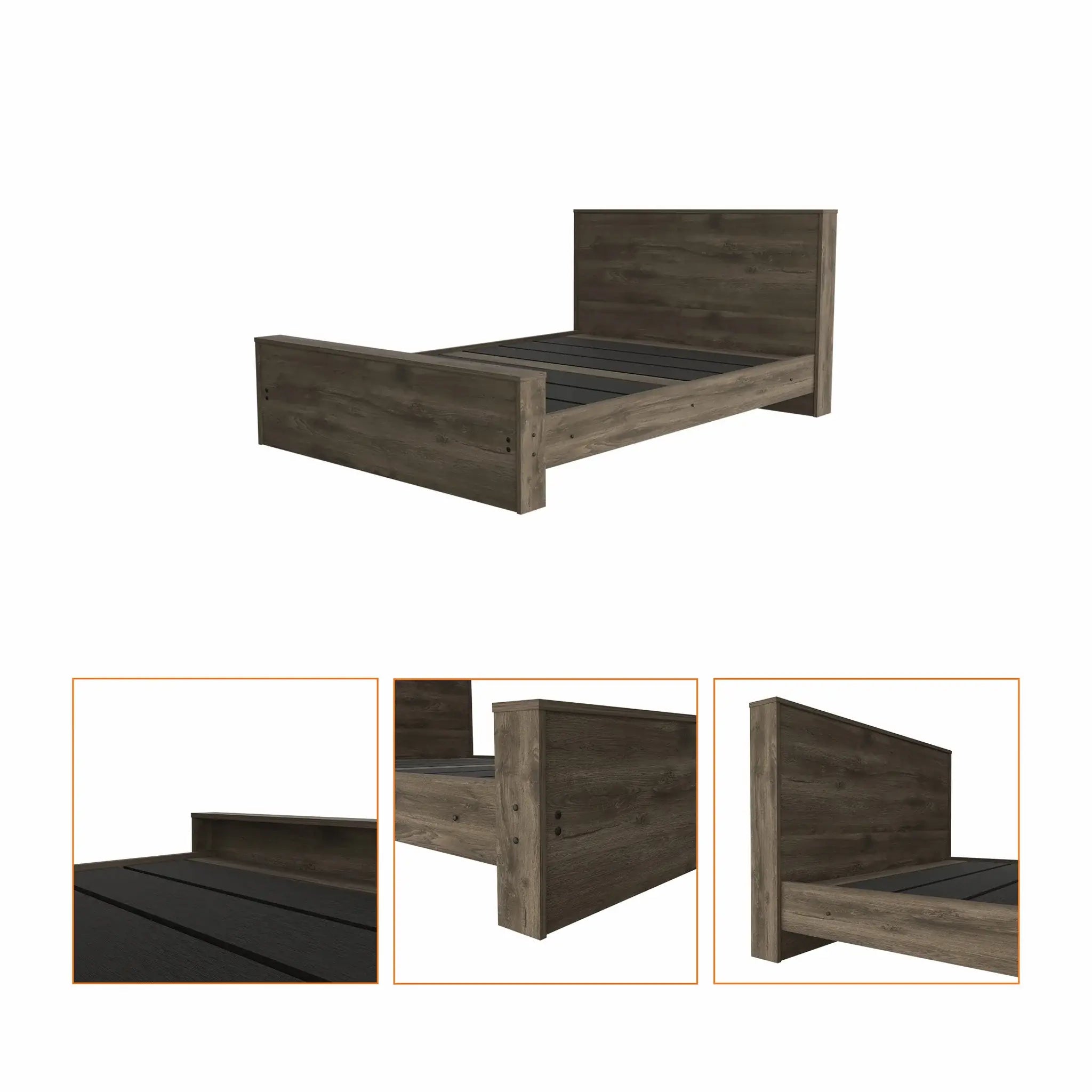 Full Dark Brown Bed - Homeroots - Flyclothing LLC