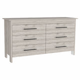 32" Light Gray Six Drawer Double Dresser - Homeroots - Flyclothing LLC