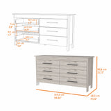 32" Light Gray Six Drawer Double Dresser - Homeroots - Flyclothing LLC